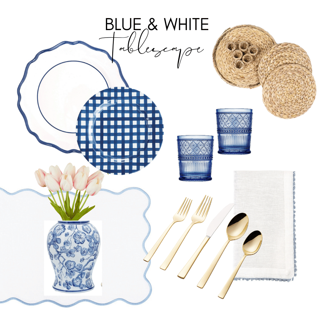 Blue & White Traditional Gingham Tablescape