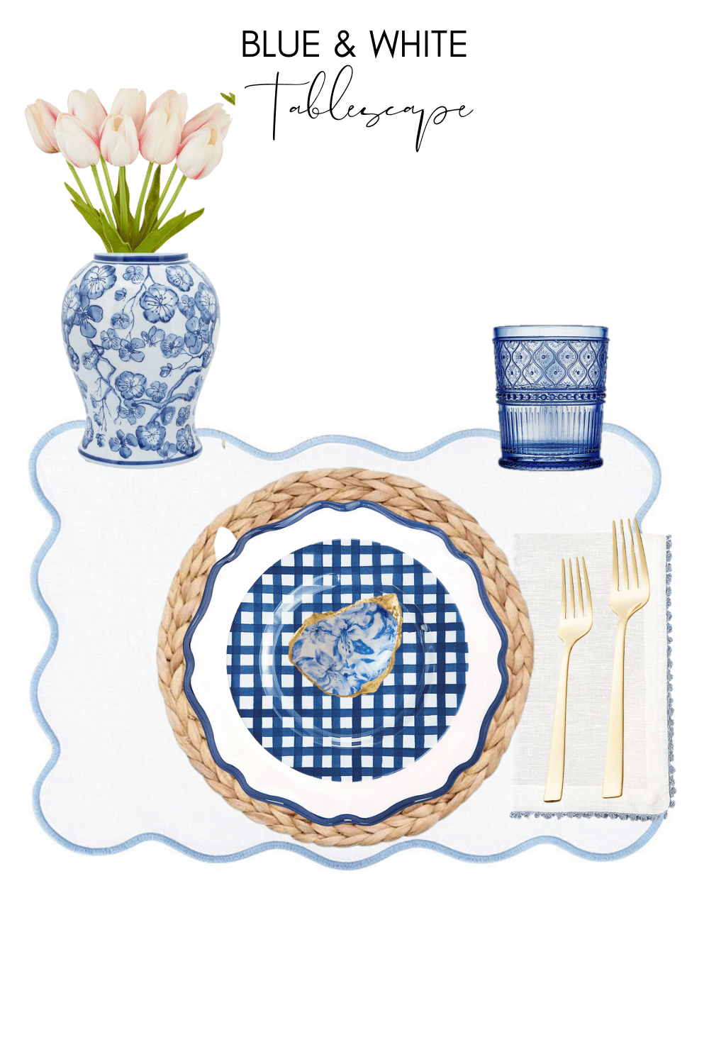 blue and white party table decor