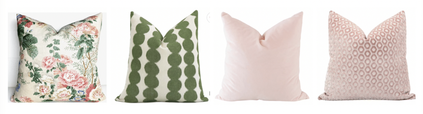 how to mix pillow patterns pink and green