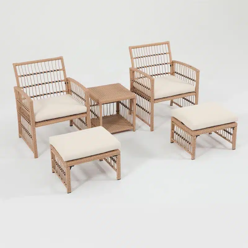 wicker and white patio set