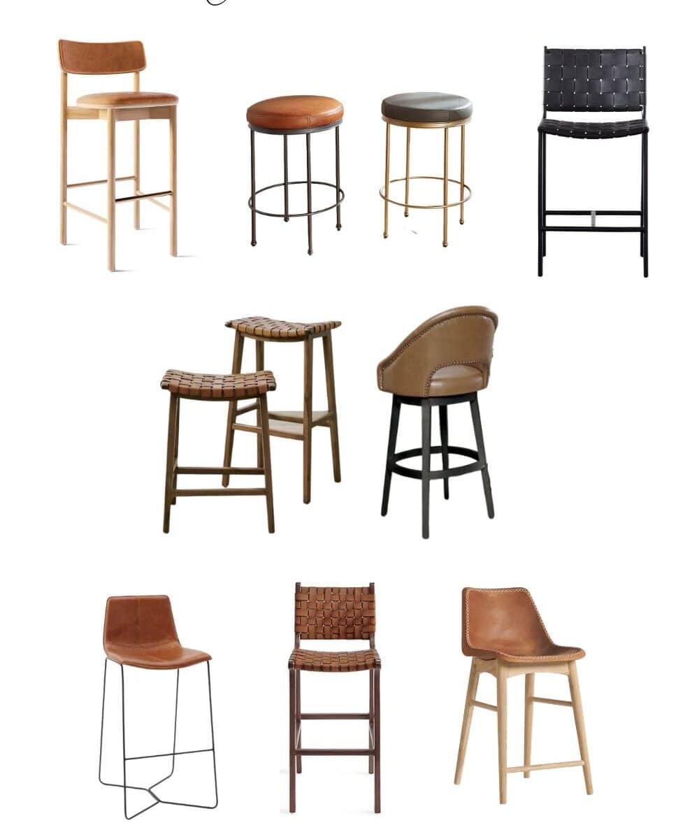 Leather and wood counter stools