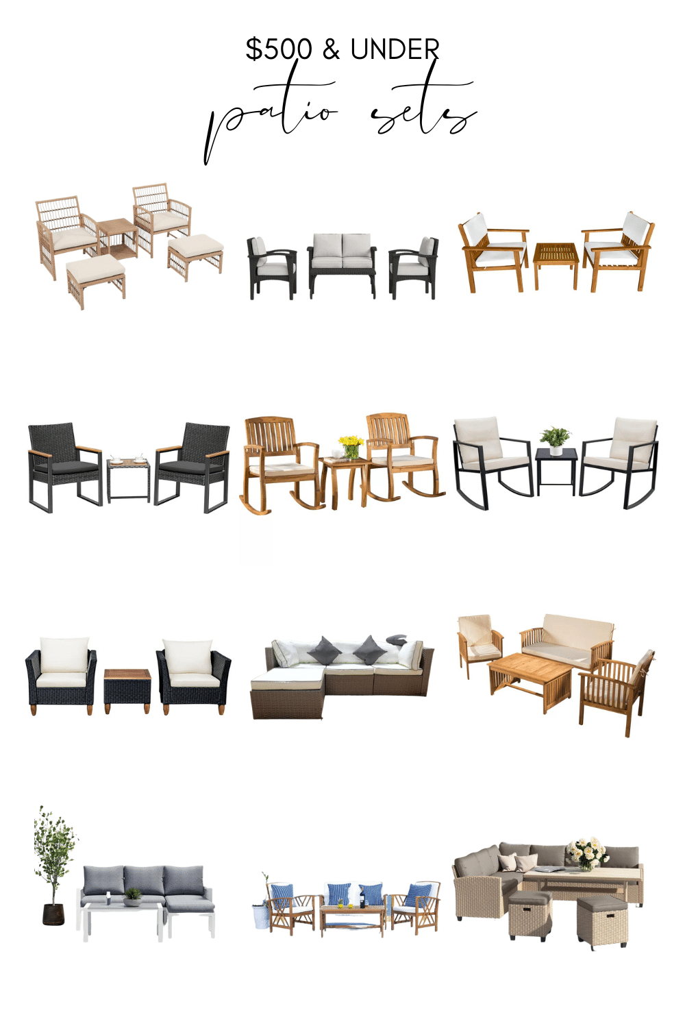 Patio sets under $500 from Wayfair with great ratings