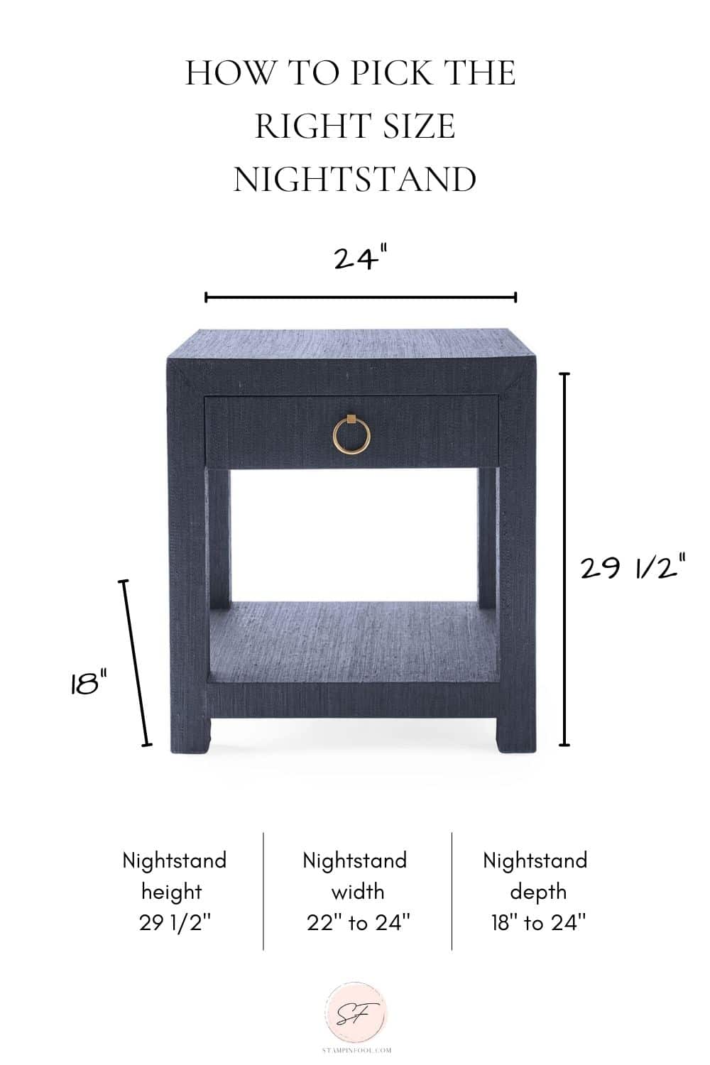 king bed nightstand dimensions